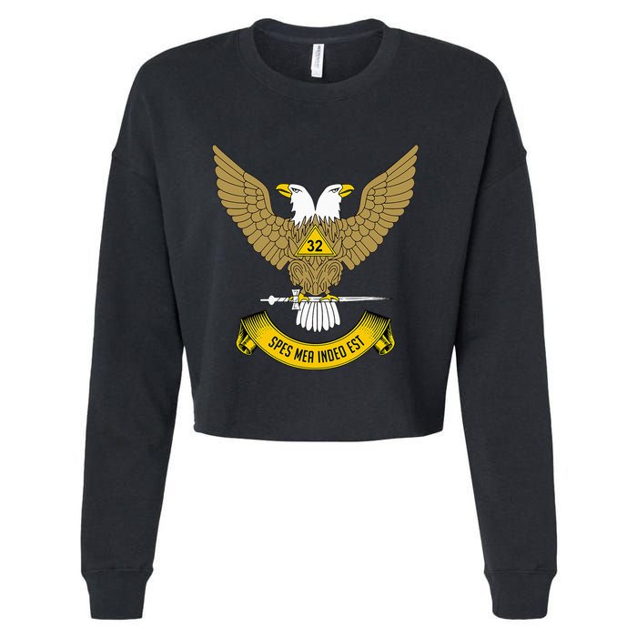 32nd Degree Mason Scottish Rite Wings Up Doubleheaded Eagle Cropped Pullover Crew