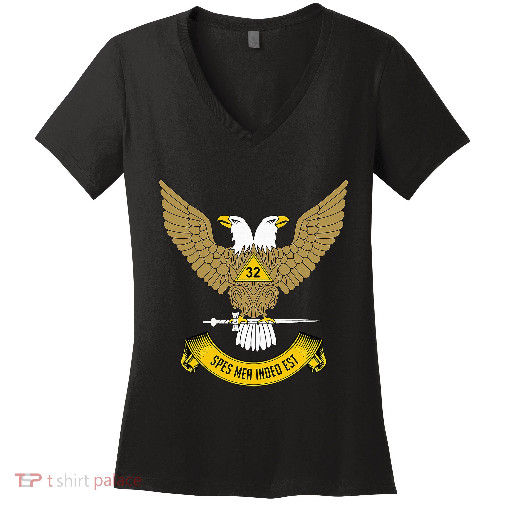 32nd Degree Mason Scottish Rite Wings Up Doubleheaded Eagle Women's V-Neck T-Shirt