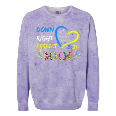 321 Down Right Perfect Socks Down Syndrome Awareness Colorblast Crewneck Sweatshirt