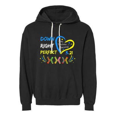 321 Down Right Perfect Socks Down Syndrome Awareness Garment-Dyed Fleece Hoodie