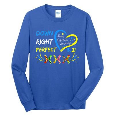 321 Down Right Perfect Socks Down Syndrome Awareness Tall Long Sleeve T-Shirt