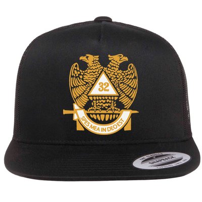32nd Degree Scottish Rite Wings Down Double Headed Eagle Flat Bill Trucker Hat