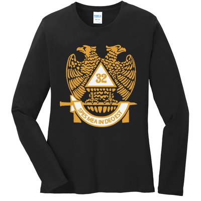 32nd Degree Scottish Rite Wings Down Double Headed Eagle Ladies Long Sleeve Shirt