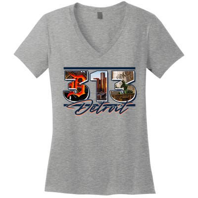 313 Detroit Urban Spirit Women's V-Neck T-Shirt