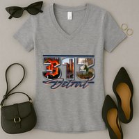 313 Detroit Urban Spirit Women's V-Neck T-Shirt