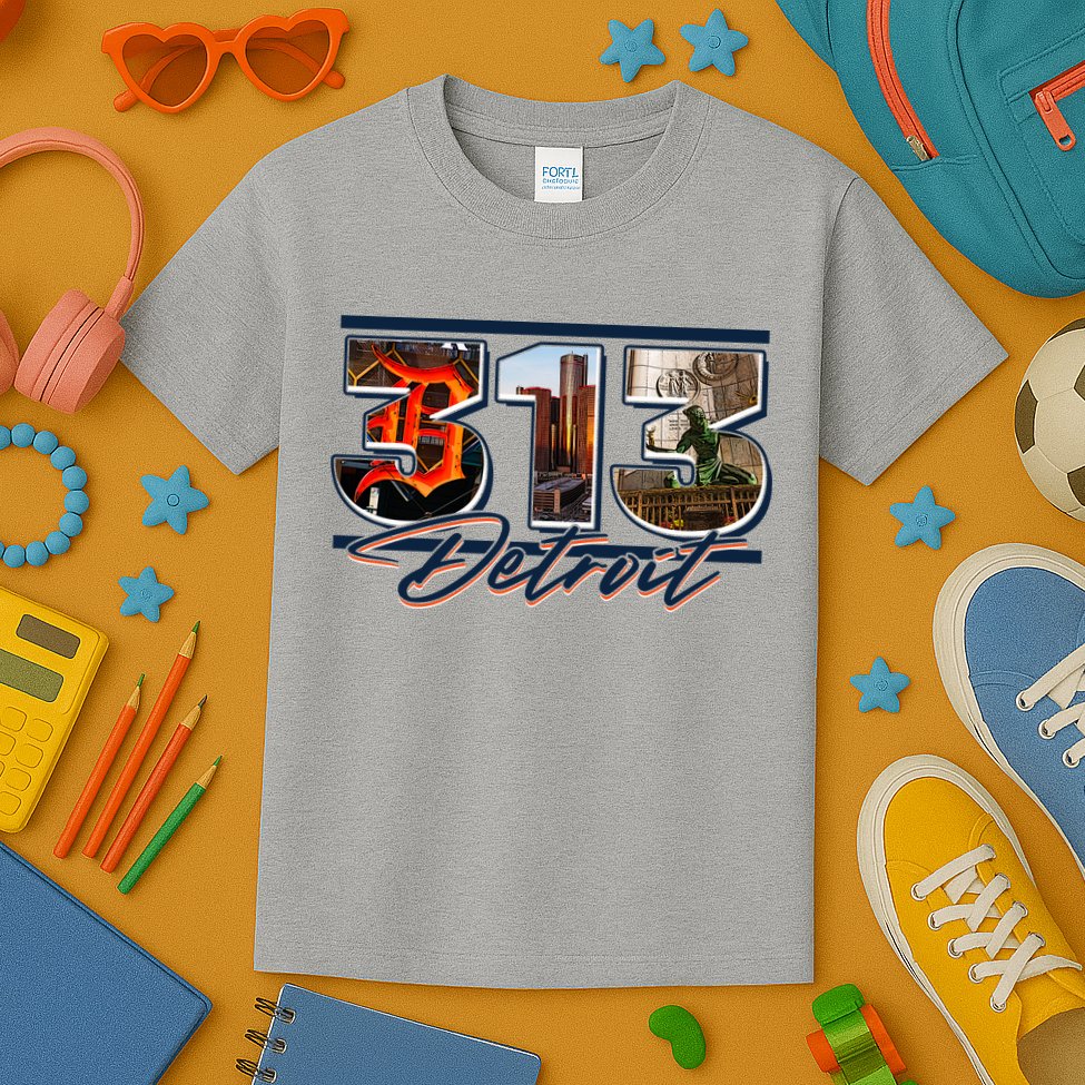 313 Detroit Urban Spirit Kids T-Shirt