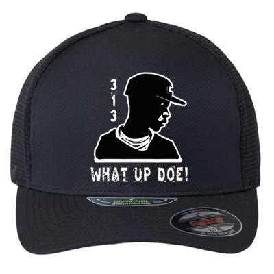 313 Detroit What Up Doe African American Man Flexfit Unipanel Trucker Cap