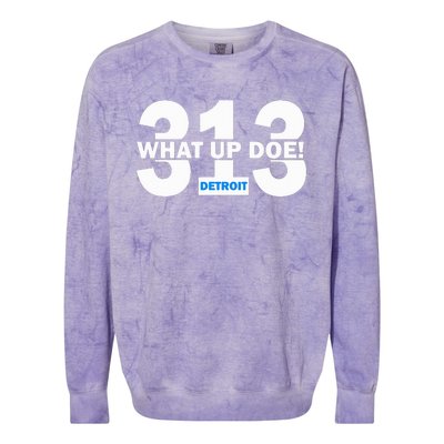 313 Detroit What Up Doe Hometown Colorblast Crewneck Sweatshirt