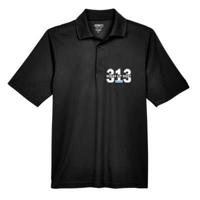 313 Detroit What Up Doe Hometown Men's Origin Performance Pique Polo