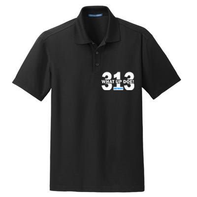 313 Detroit What Up Doe Hometown Dry Zone Grid Polo