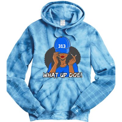 313 Detroit What Up Doe Black Woman Afro Tie Dye Hoodie