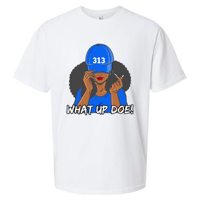 313 Detroit What Up Doe Black Woman Afro Sueded Cloud Jersey T-Shirt