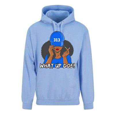 313 Detroit What Up Doe Black Woman Afro Unisex Surf Hoodie