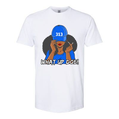 313 Detroit What Up Doe Black Woman Afro Softstyle CVC T-Shirt