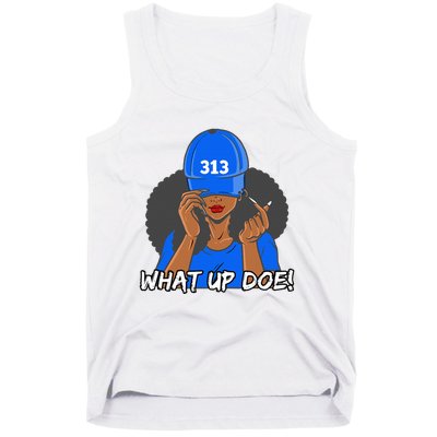 313 Detroit What Up Doe Black Woman Afro Tank Top