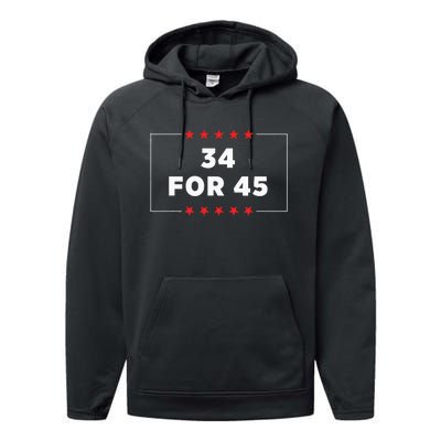 34 For 45 Trump Convicted Performance Fleece Hoodie