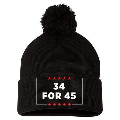 34 For 45 Trump Convicted Pom Pom 12in Knit Beanie