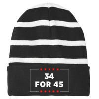 34 For 45 Trump Convicted Striped Beanie with Solid Band