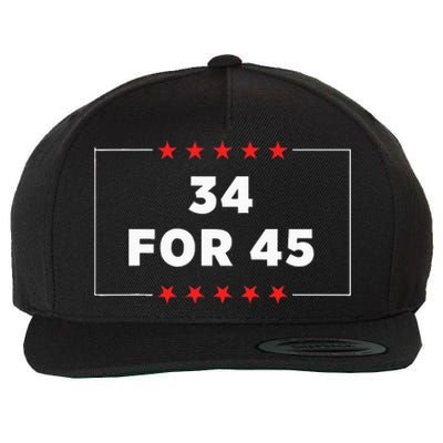 34 For 45 Trump Convicted Wool Snapback Cap