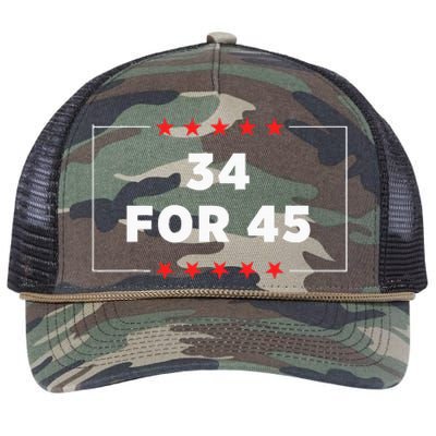 34 For 45 Trump Convicted Retro Rope Trucker Hat Cap