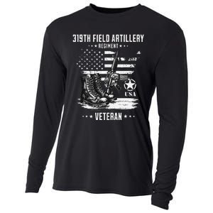 319th Field Artillery Regiment Veteran Military Distressed Cooling Performance Long Sleeve Crew