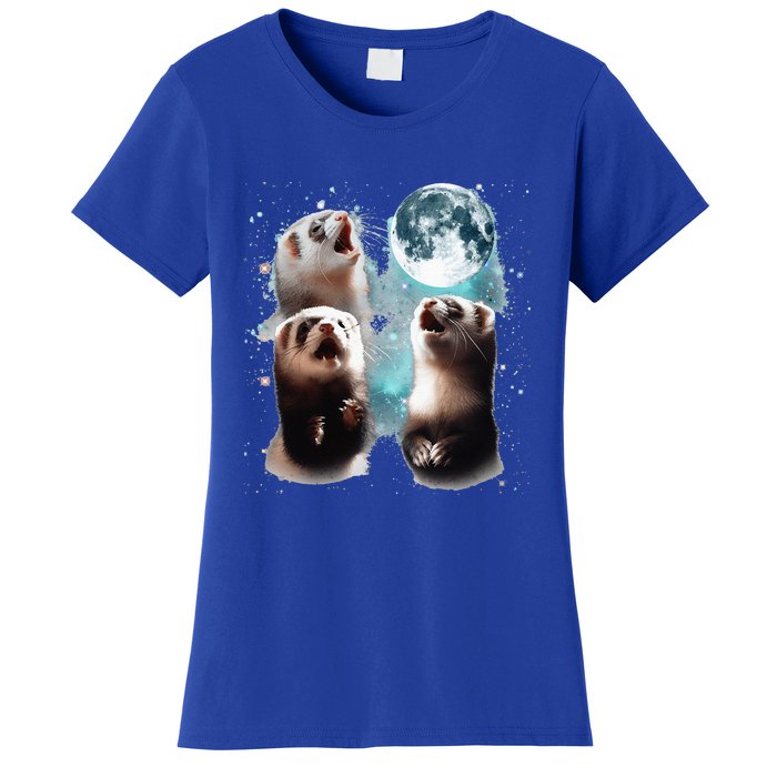 3 Ferret Moon Howling Ferret Head Women's T-Shirt