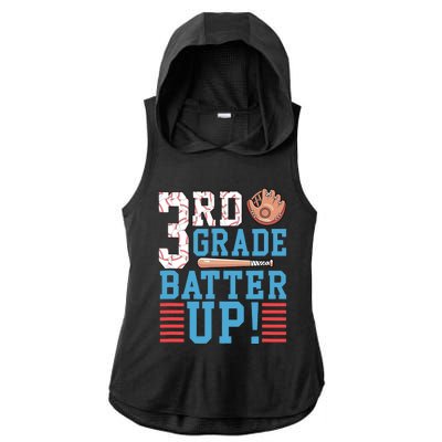 3rd Grade Back To School 3rd Grade Batter Up Baseball Ladies PosiCharge Tri-Blend Wicking Draft Hoodie Tank