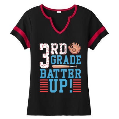 3rd Grade Back To School 3rd Grade Batter Up Baseball Ladies Halftime Notch Neck Tee