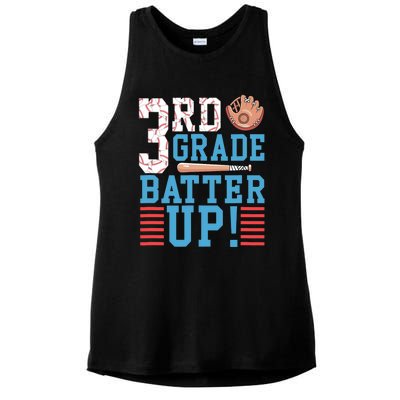 3rd Grade Back To School 3rd Grade Batter Up Baseball Ladies PosiCharge Tri-Blend Wicking Tank