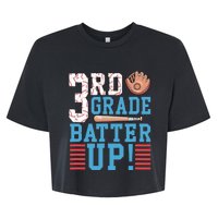 3rd Grade Back To School 3rd Grade Batter Up Baseball Bella+Canvas Jersey Crop Tee