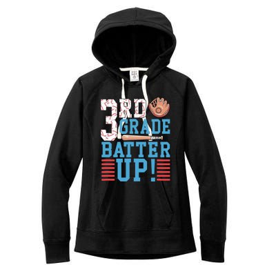 3rd Grade Back To School 3rd Grade Batter Up Baseball Women's Fleece Hoodie