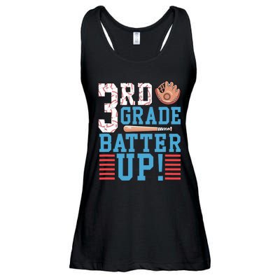 3rd Grade Back To School 3rd Grade Batter Up Baseball Ladies Essential Flowy Tank