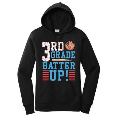 3rd Grade Back To School 3rd Grade Batter Up Baseball Women's Pullover Hoodie