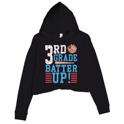 3rd Grade Back To School 3rd Grade Batter Up Baseball Crop Fleece Hoodie