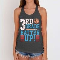 3rd Grade Back To School 3rd Grade Batter Up Baseball Women's Knotted Racerback Tank