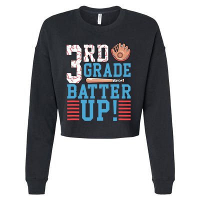 3rd Grade Back To School 3rd Grade Batter Up Baseball Cropped Pullover Crew