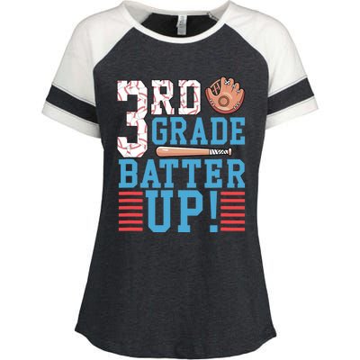 3rd Grade Back To School 3rd Grade Batter Up Baseball Enza Ladies Jersey Colorblock Tee