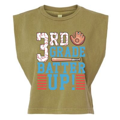 3rd Grade Back To School 3rd Grade Batter Up Baseball Garment-Dyed Women's Muscle Tee