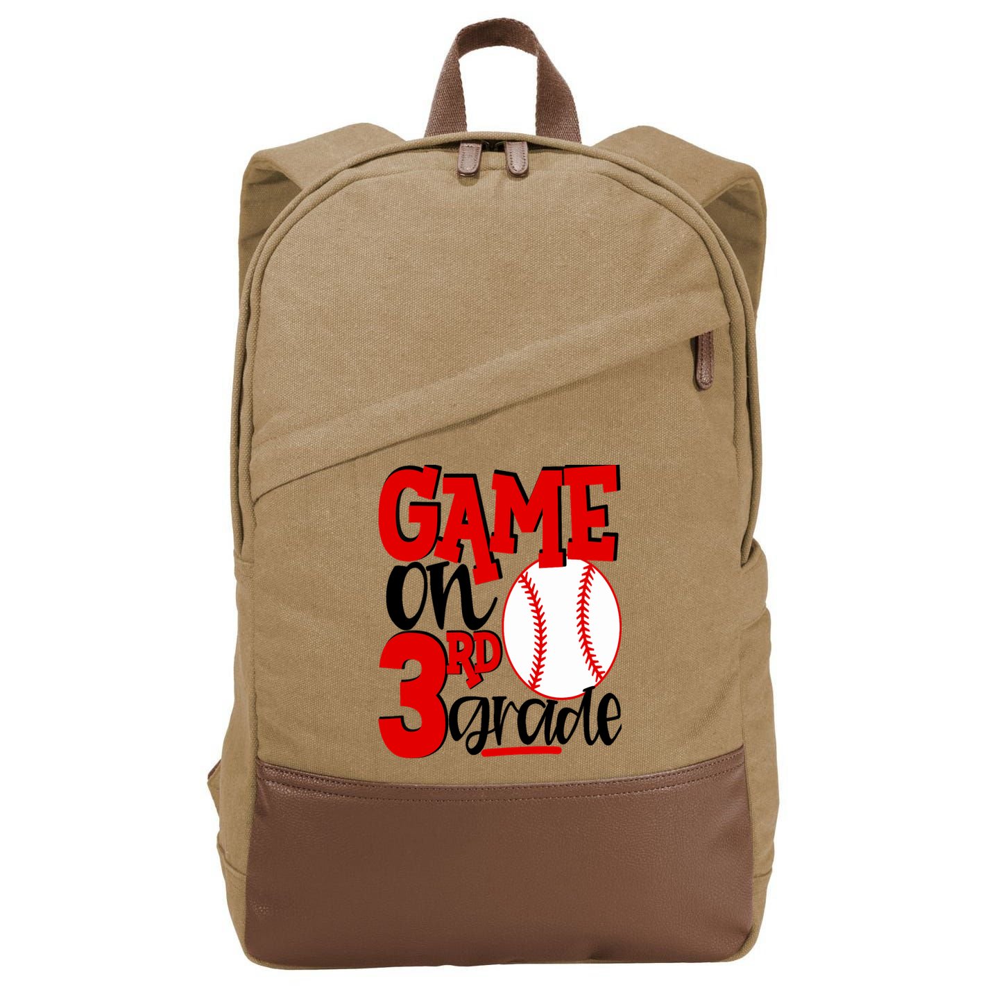 3rd Grade Baseball Player Boy 1st Day Of School Cotton Canvas Backpack