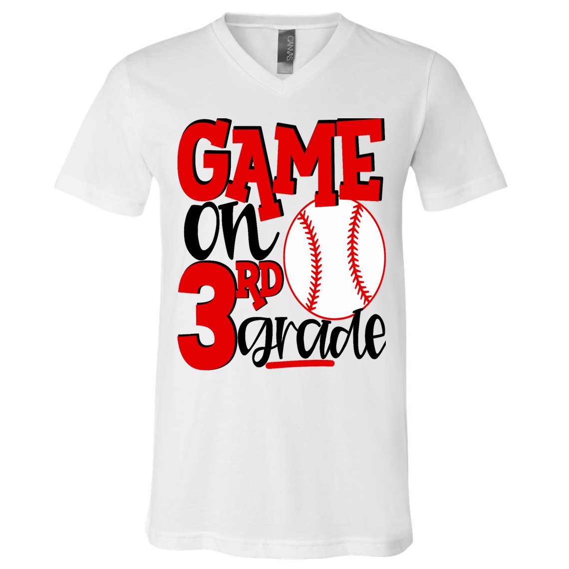 3rd Grade Baseball Player Boy 1st Day Of School V-Neck T-Shirt