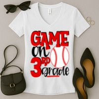 3rd Grade Baseball Player Boy 1st Day Of School Women's V-Neck T-Shirt