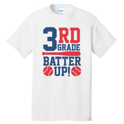 3rd Grade Back To School Third Grade Batter Up Baseball Gift Tall T-Shirt