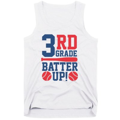 3rd Grade Back To School Third Grade Batter Up Baseball Gift Tank Top