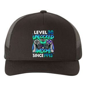 30th Gaming Birthday gift Level 30 Unlocked Awesome Video Game 1993 Birthday Yupoong Adult 5-Panel Trucker Hat