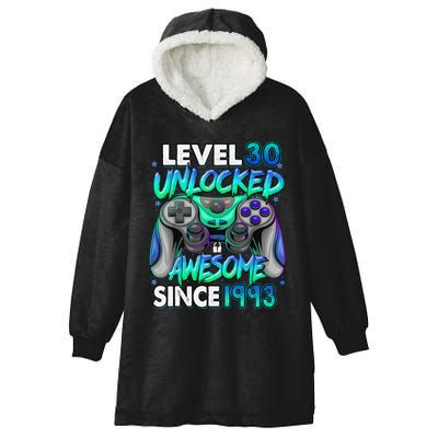 30th Gaming Birthday gift Level 30 Unlocked Awesome Video Game 1993 Birthday Hooded Wearable Blanket