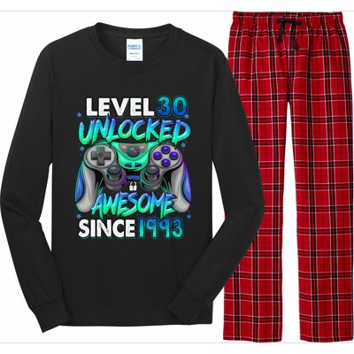 30th Gaming Birthday gift Level 30 Unlocked Awesome Video Game 1993 Birthday Long Sleeve Pajama Set