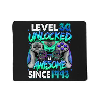 30th Gaming Birthday gift Level 30 Unlocked Awesome Video Game 1993 Birthday Mousepad