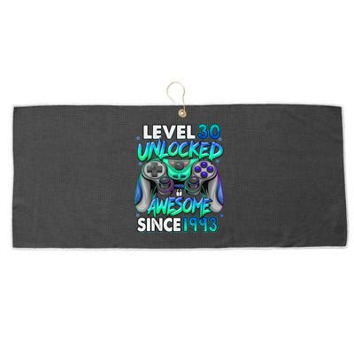 30th Gaming Birthday gift Level 30 Unlocked Awesome Video Game 1993 Birthday Large Microfiber Waffle Golf Towel