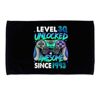 30th Gaming Birthday gift Level 30 Unlocked Awesome Video Game 1993 Birthday Microfiber Hand Towel