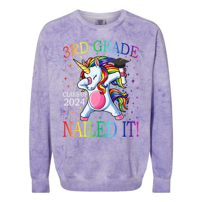 3Rd Grade Class Of 2024 Nailed It Unicorn Gift Colorblast Crewneck Sweatshirt